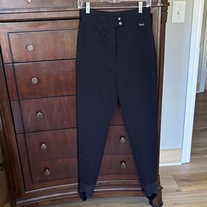 Edelweiss Black Stirrup Ski Pants Nylon/Wool/Lycra Size 12